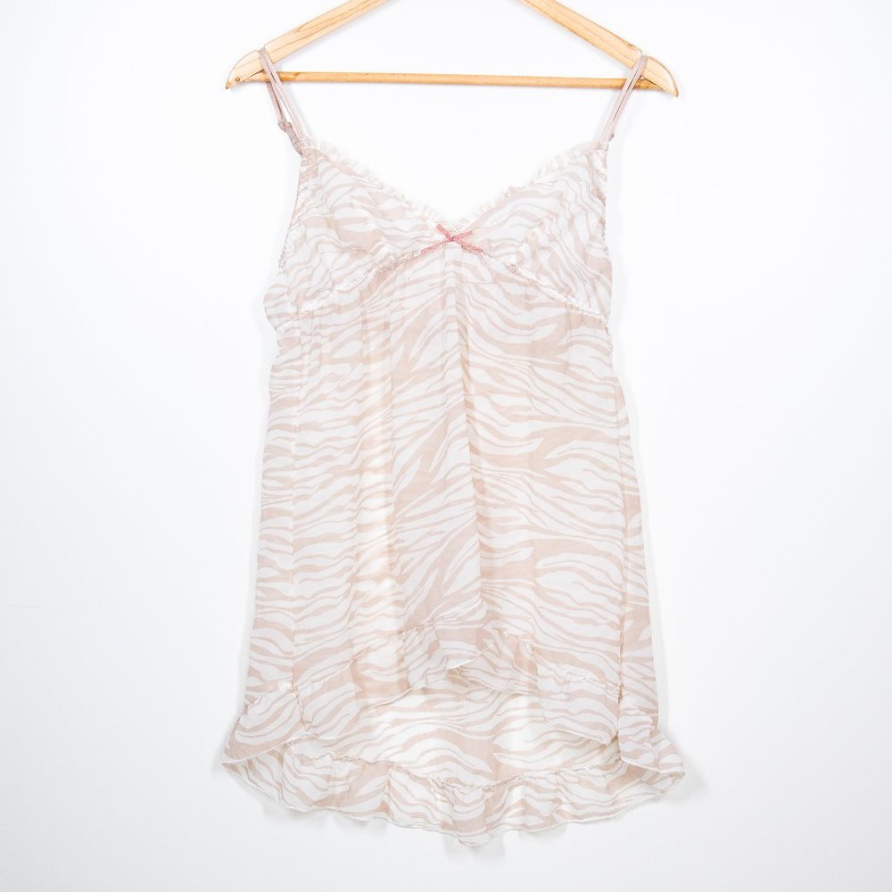 Dainty blush pink sheer nightie in animal print